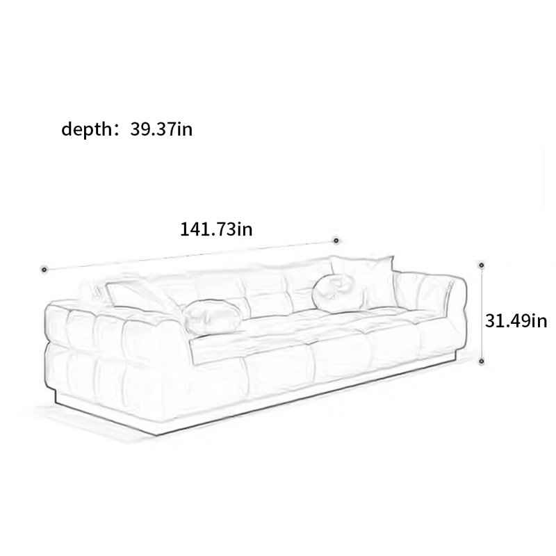 canapé de style guimauve simple et moderne, H 31,49 po x l 141,73 po x P 39,37 po, 6