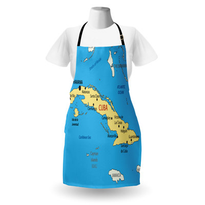Bungalow Rose Ocean Apron Unisex Republic of Cuba Modern Adult Size Blue White Yellow