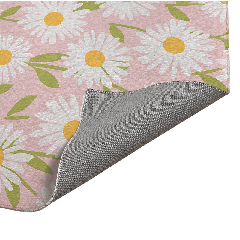 Sweet Daisy Decorative Outdoor Rug, Rectangle 4' x 6', Pink