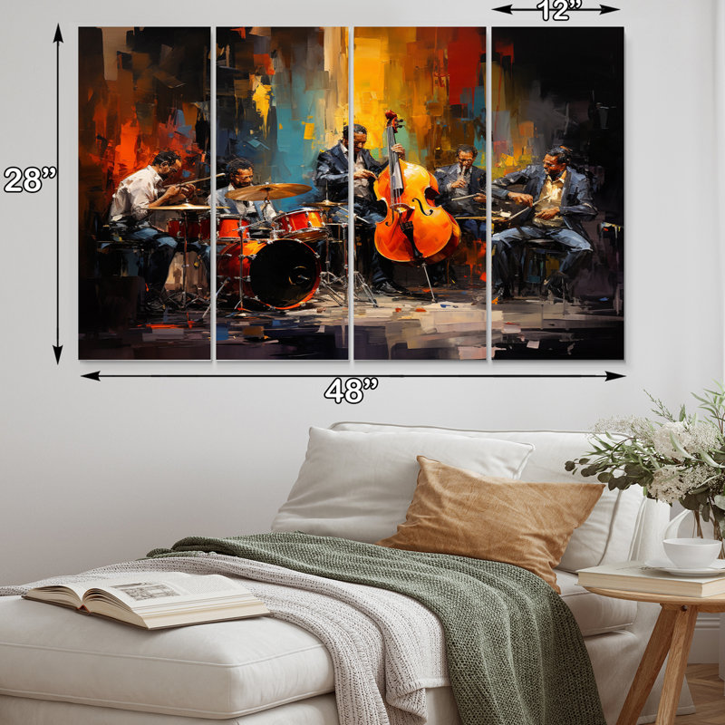 «Yellow Black Jazz Band II» sur toile, reproduction de 4 pièces
