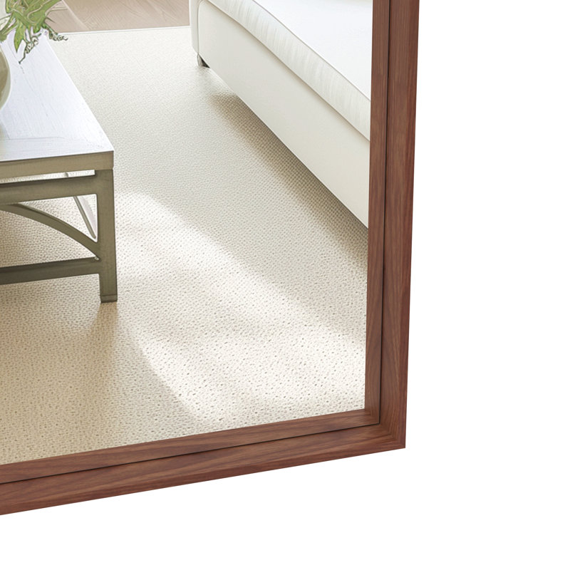 Miroir de salle de bain rectangulaire surdimensionné de 60 po x 40 po avec cadre en noyer