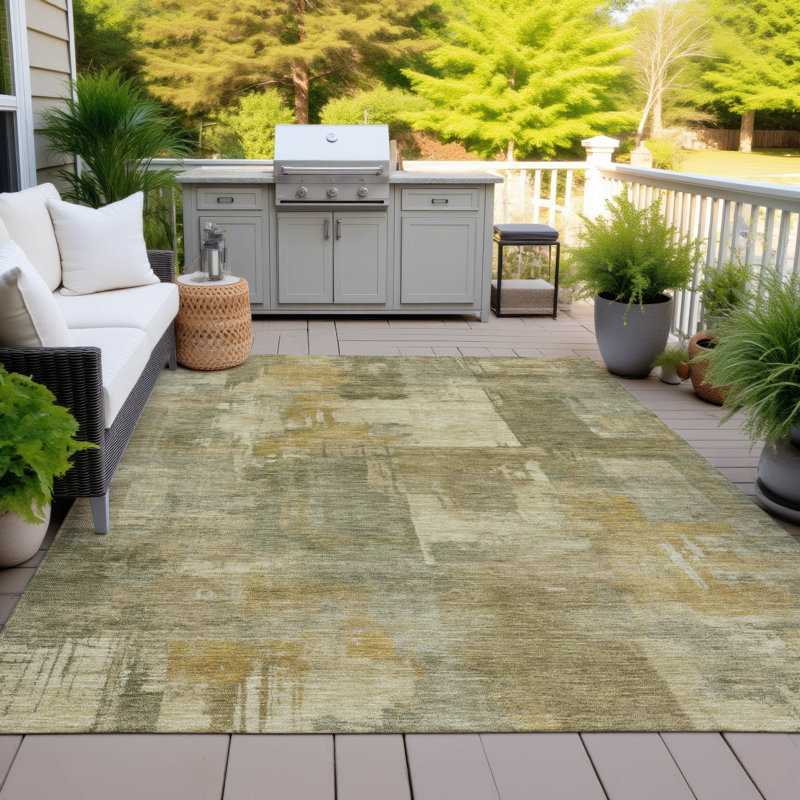 Tapis kaki Xhevrie intérieur / extérieur lavable à la machine, Rectangle 10 pi x 14 pi