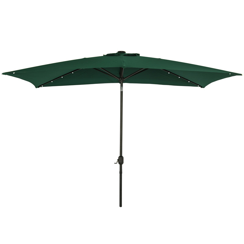 Parasol de marché rectangulaire éclairé 6 pi 6 po x 10 pi Lochala, Vert chasseur