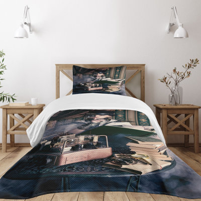 Ambesonne Gothic Bedspread Steampunk Woman -  bed_15444_twin