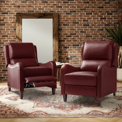 Neliyah 28.75" Wide Genuine Leather Manual Recliner(Set of 2)