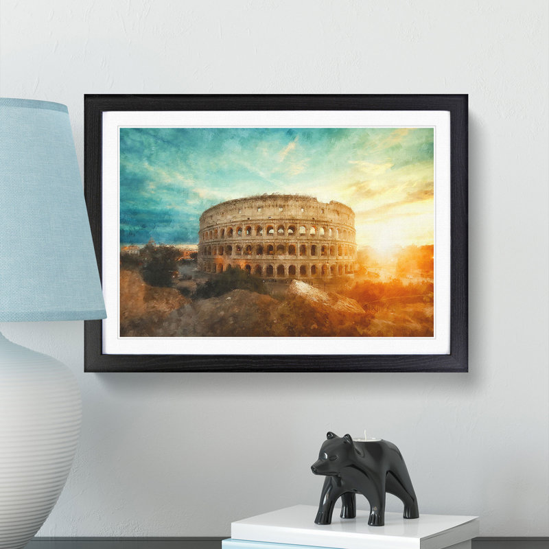 The Colisium in Rome Italy - Picture Frame Painting Print, 45cm H x 63cm W x 2cm D, Black Framed
