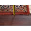 Tapis unique en laine noué à la main de style années 1970 de 13 pi 5 po x 19 pi 2 po en rouille / bleu / noir