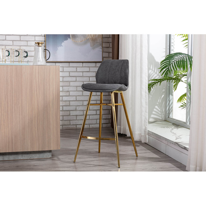 Upholstered Counter Stool with Metal Frame