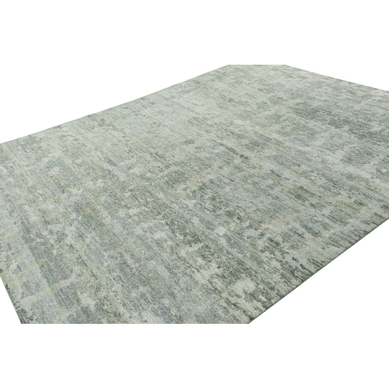 Rug & Kilim’S Contemporary Rug In Gray And Blue With Abstract Patterns, Rectangle 9' x 12'