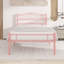 Single Size Metal Bed Frame with Heart Headboard, Modern Platform Bed with Footboard, Steel Slat Support, No Box Spring Needed, Easy Assembly (Set of 2)