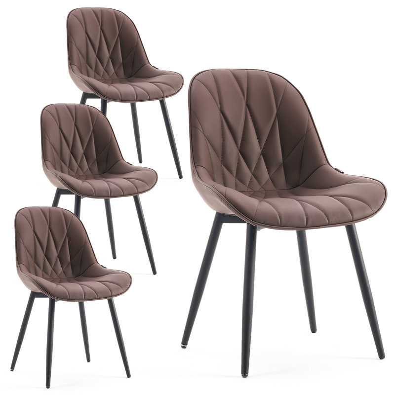 Chardee Tufted Upholstered Dining Chairs Faux Leather Waterproof Side Chair With Metal Frame, Brown