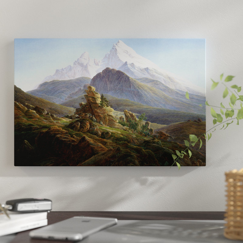 « the watzmann », reproduction sur toile tendue, H 8 po x l 12 po x P 0,75 po, Toile tendue, Pas de tapis