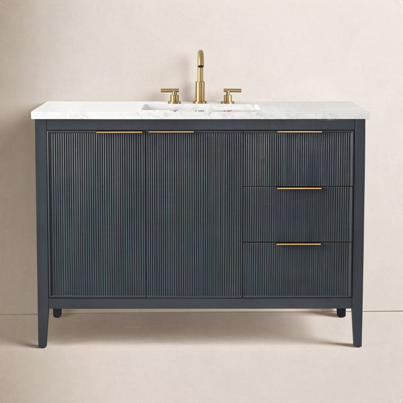 Emma 48" W Single Vanity, Vintage Blue/Brushed Bronze