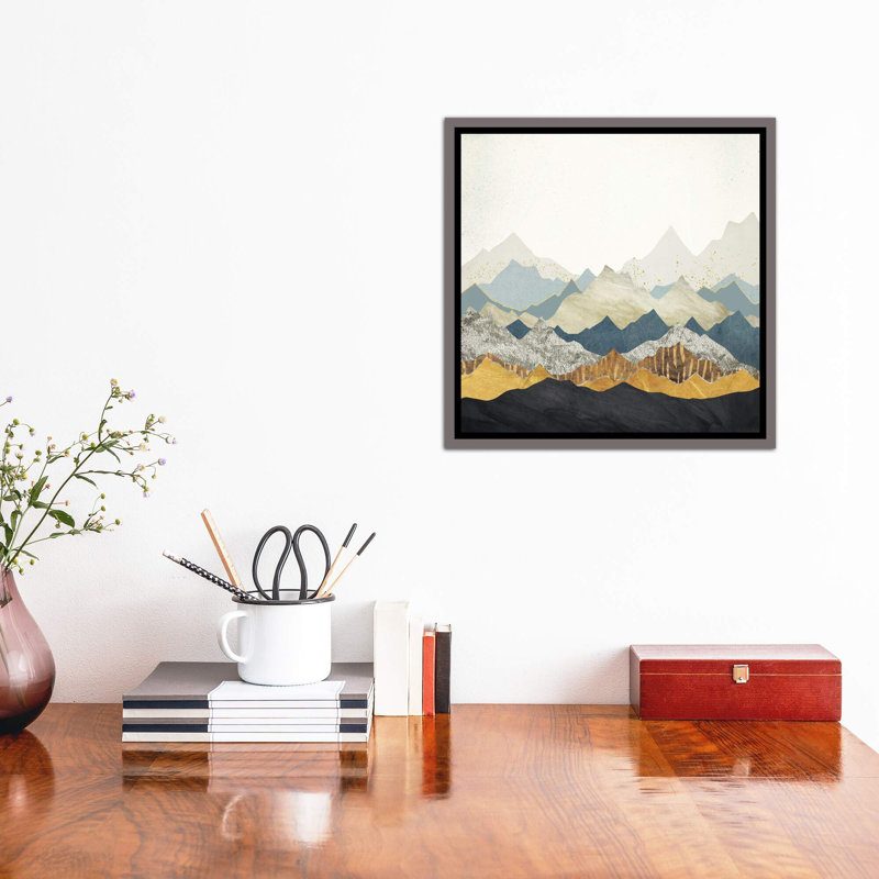 «Distant Peaks» par Spaceécur Designs - impression, Toile encadrée de bois rustique foncé, H 18 po x l 18 po x P 1,5 po