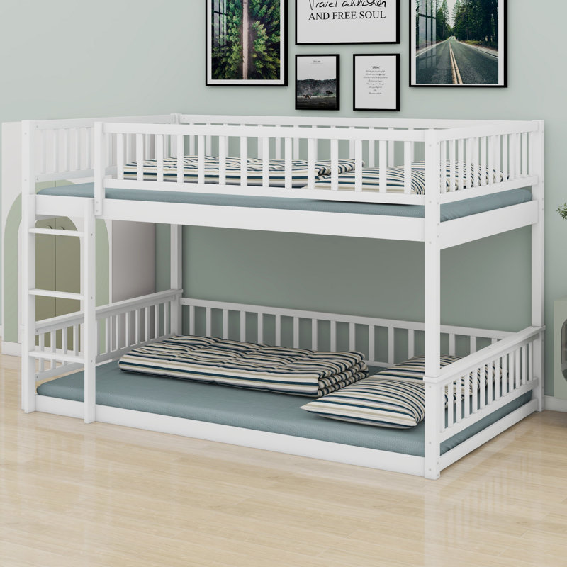 Bunk Bed With Ladder And Guardrails, White