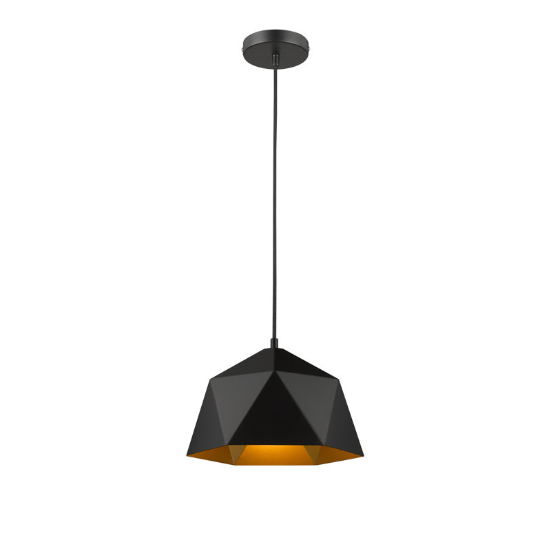 Luminaire suspendu géométrique 1 lumière Avila, H 69 po x l 10,2 po x P 10,2 po, Noir et or