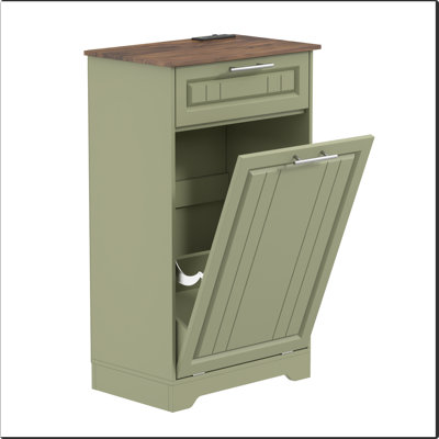 Tilt-Out Trash Cabinet with Soft-Close Drawers, Hidden Waste Bin for Kitchen