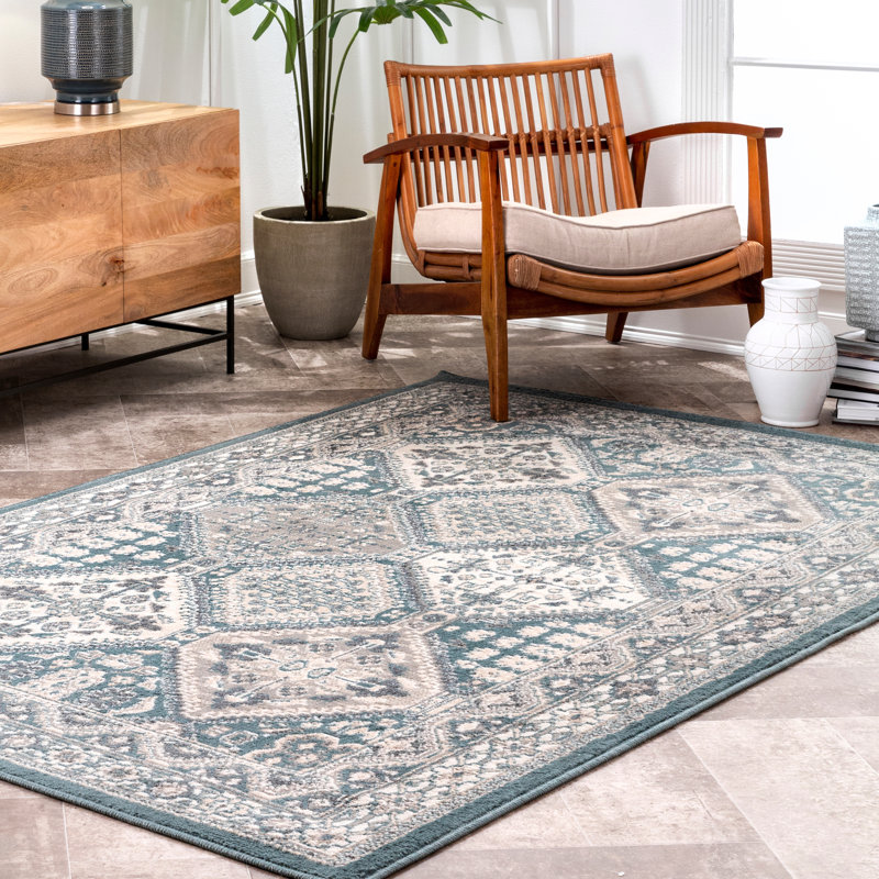 Tapis bleu à motif de performance Southwestern Shawna, Rectangle 9 pi x 12 pi