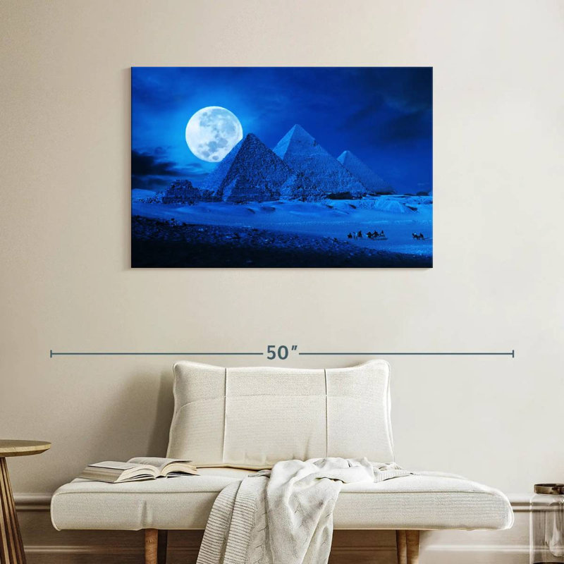 Pleine lune Adella au-dessus des pyramides, H 26 po x l 39 po