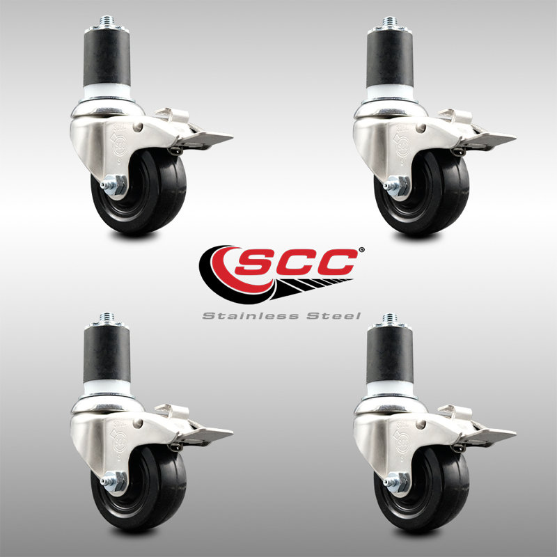 Roulettes pivotantes, H 3,5 po x l 3,5 po
