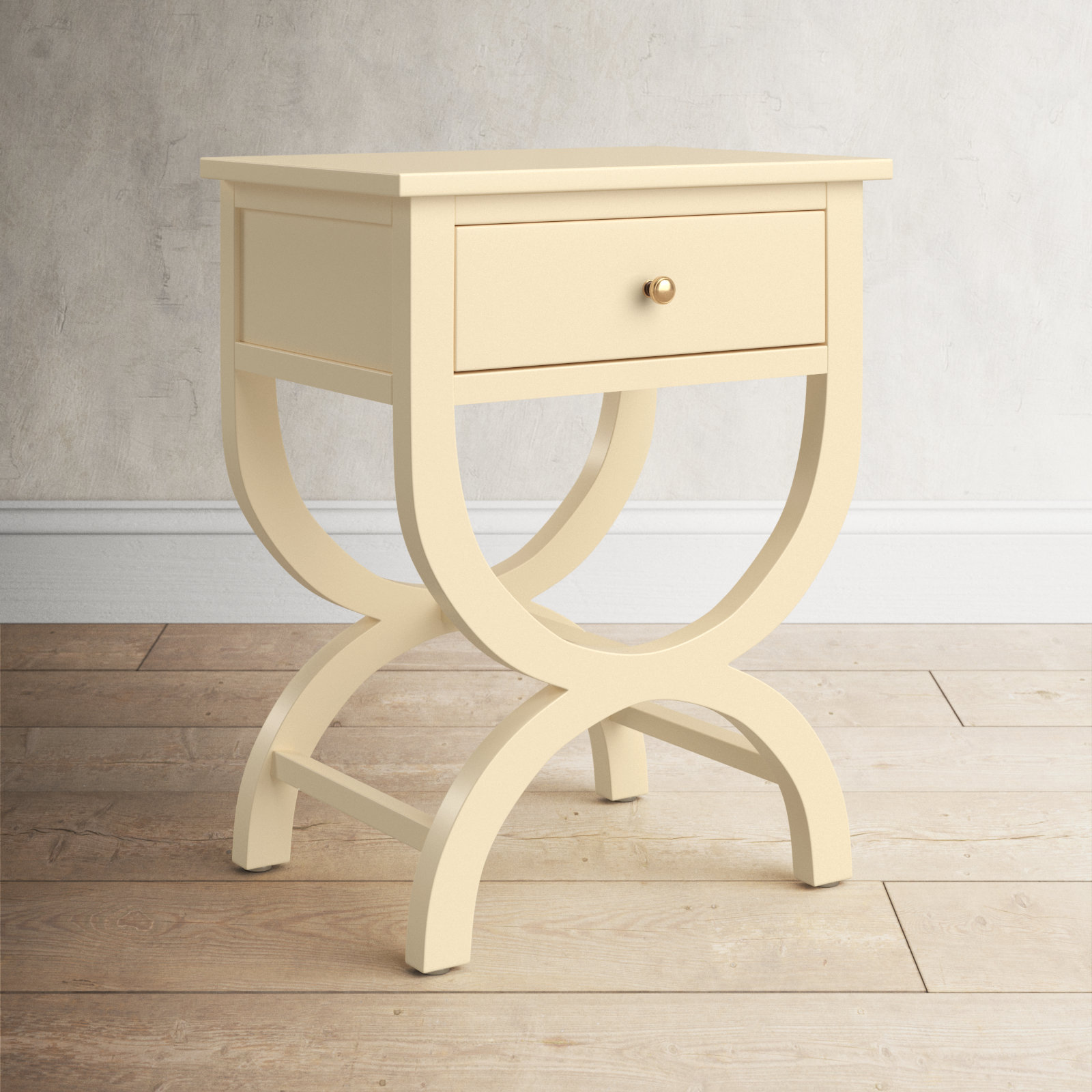Floris End Table With Storage, Vanilla