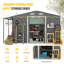 Remise de rangement extérieure 10 x 12 pi, très grande remise en métal avec portes verrouillables, fenêtres, petite maison extérieure en acier, idéale pour le jardin, la cour, le service de patio, le rangement d'outils, les poulaillers-119664999