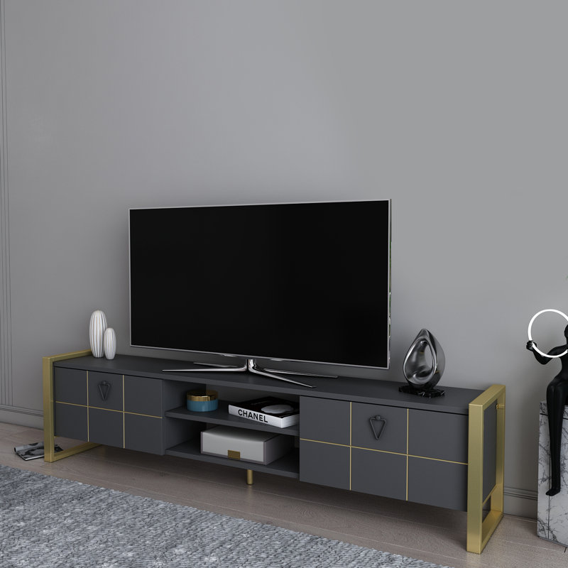 Rotherhithe Entertainment Unit for TVs up to 70", Black/Gold