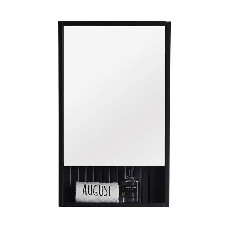 Asahel W 30'' H Surface Framed Medicine Cabinet Mirror 2 Fixed, 30" H x 18" W x 6" D, Black