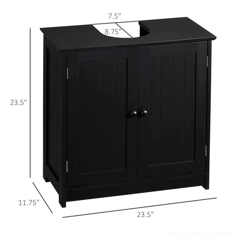 Under Sink Bathroom Cabinet With 2 Doors And Shelf, Black