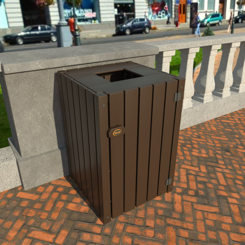 Poubelle ouverte en plastique recyclé - 39 gallons, Brun