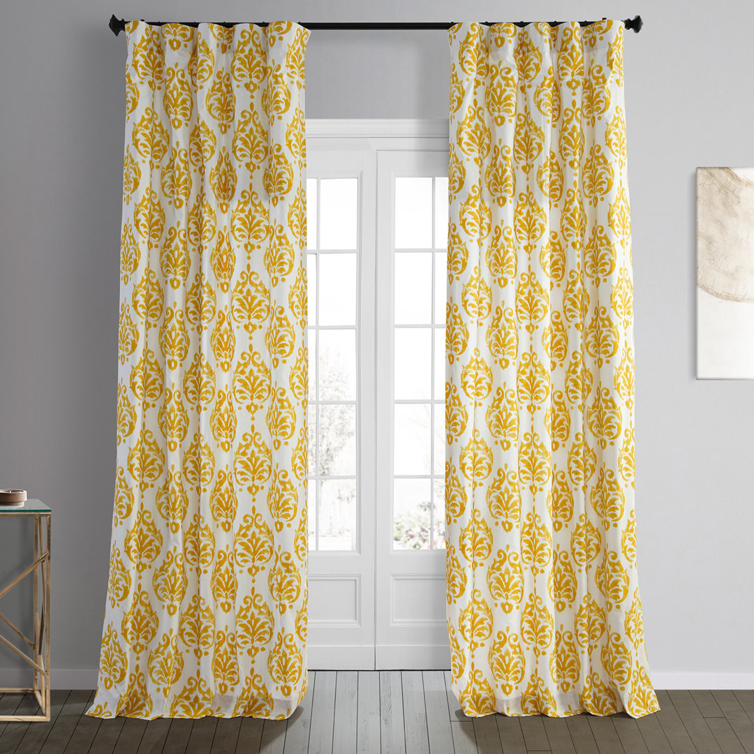 Arbana Modern Baroque Printed Cotton Room Darkening Curtains - Single Panel Lark Manor™ Size per 