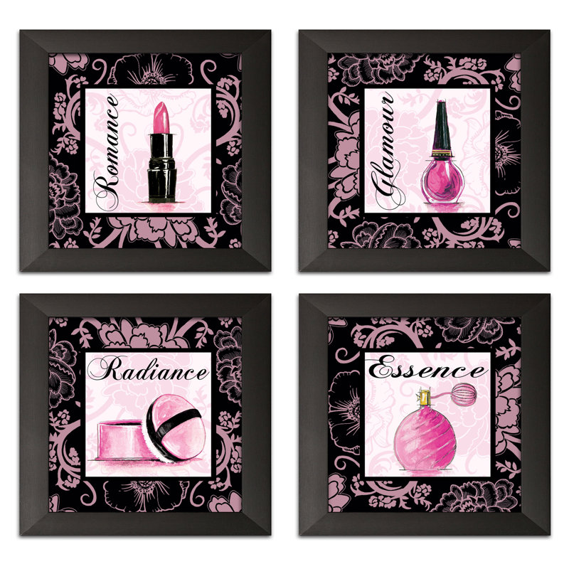 « tendance rose, maquillage de maquillage », ensemble d’impression, Papier avec cadre noir