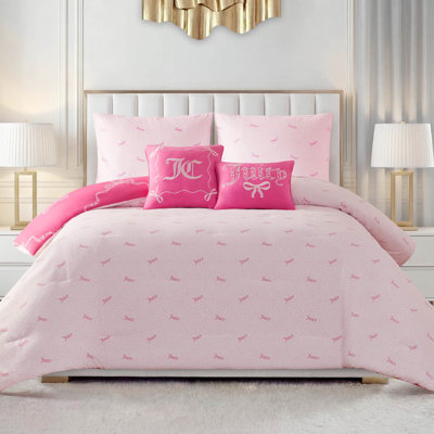 Juicy Couture Chevron Leopard Bow Reversible Comforter Set