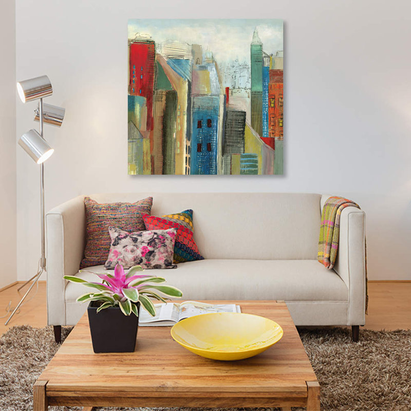 « soleil light city ii, square », impression sur toile, H 12 po x l 12 po x P 0,75 po, Toile tendue, Pas de tapis