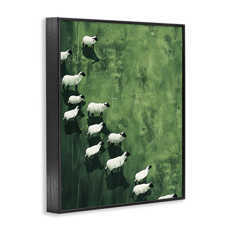 «Wandering Sheep Abstraction», estampe numérique, design par Arlington Prints, H 20 po x l 16 po, Giclée encadrée noir minuit