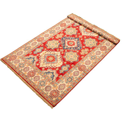 Tapis à main one-of-kind-noué la 2010 rouge/jaune/bleu 6 pi 6 po x 10 pi zone de laine 8 po Gazni