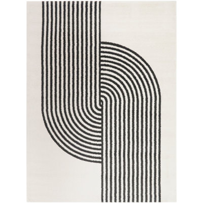 Endel Cream/Black Modern Arch Area Rug