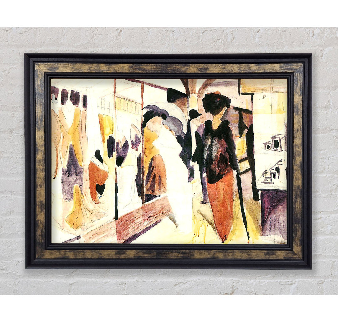 August Macke Fashion Shop Porch - Einzelne Bilderrahmen Kunstdrucke