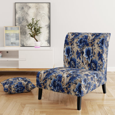 Rustic Victorian Brocade Victorian Motif - Chaise d'appoint de chalet rembourrée en velours à motif floral