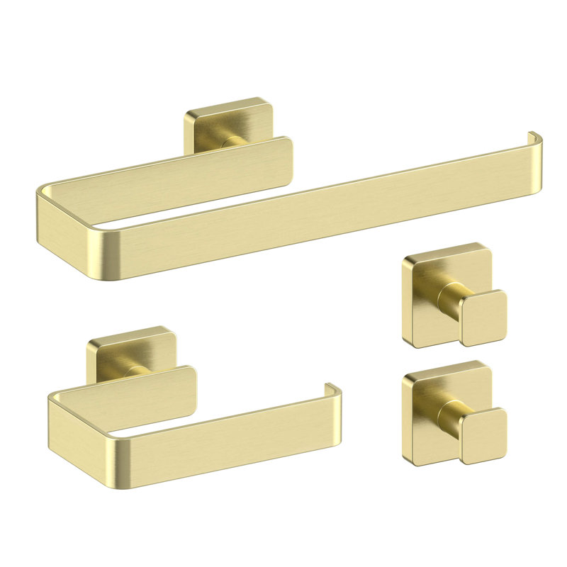 Blaze 4 - Piece Bathroom Hardware Set, Brushed Gold