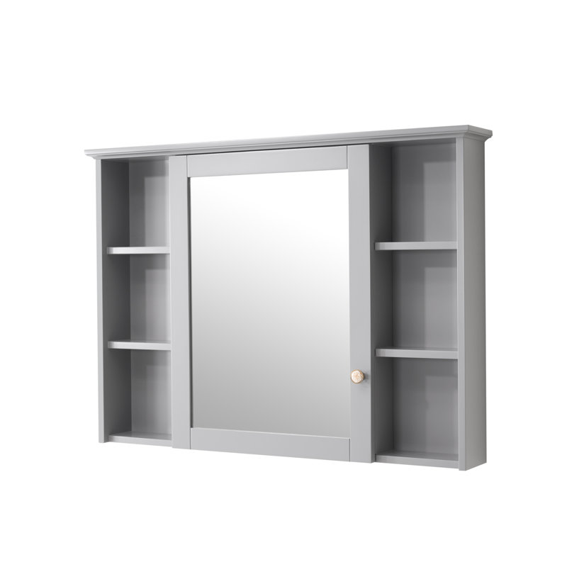 Armoire à pharmacie avec miroir et tablettes à fixation en surface de l 42 po x H 30 po, Gris titane