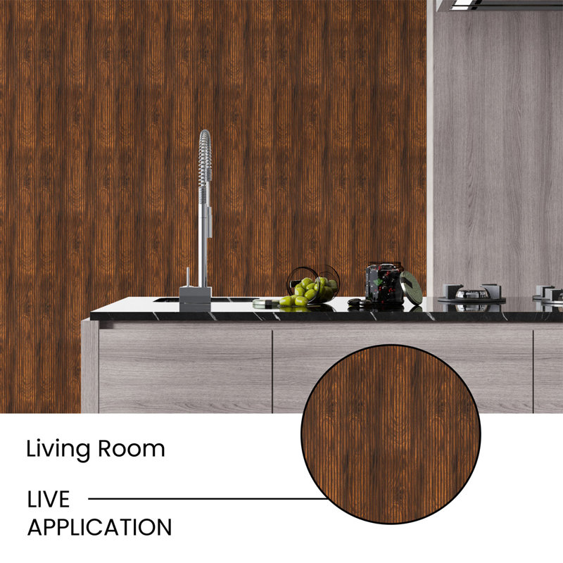 Murs de lattes de bois en polystyrène collé de 0,25 po minuscules 78,8 pieds carrés, H 12 po x l 94,5 po x P 0,25 po, Acajou