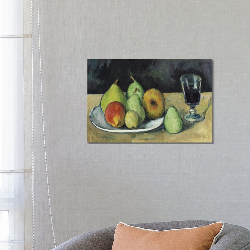 Verre Et Poires by Paul Cezanne - Wrapped Canvas Painting, 66.04 cm H x 45.72 cm W x 1.91 cm D