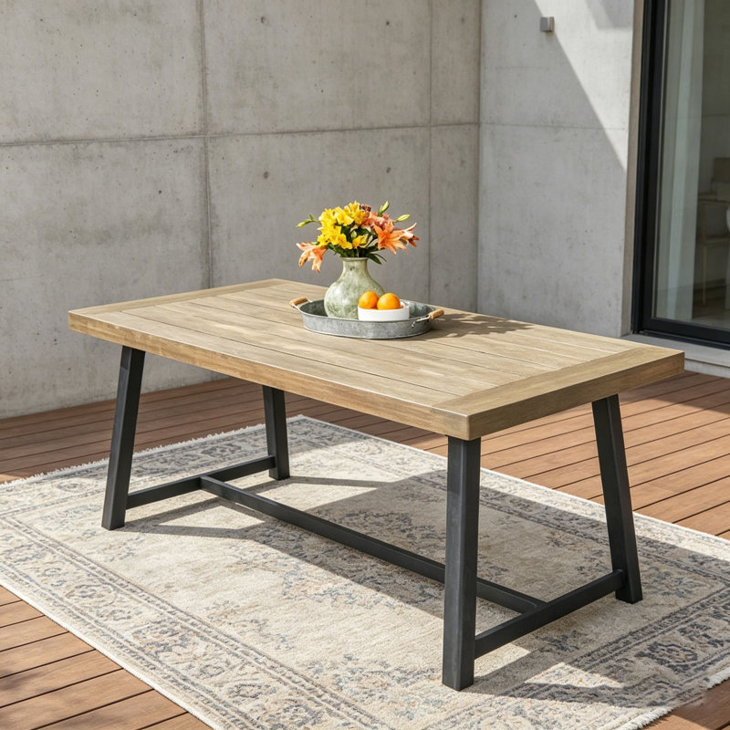 Table de salle à manger d'extérieur en bois d'acacia