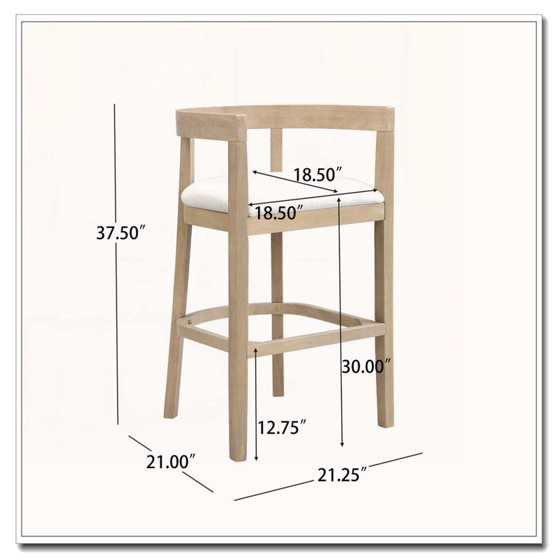 Tabouret de comptoir en bois d'hévéa, Beige