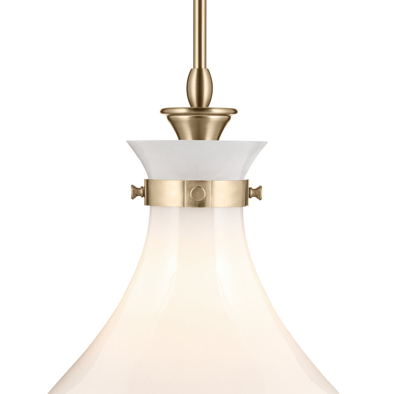 1 Light Pendant with Opal Glass, 23.5" H x 14" W, Antique Cased Opal, Bronze