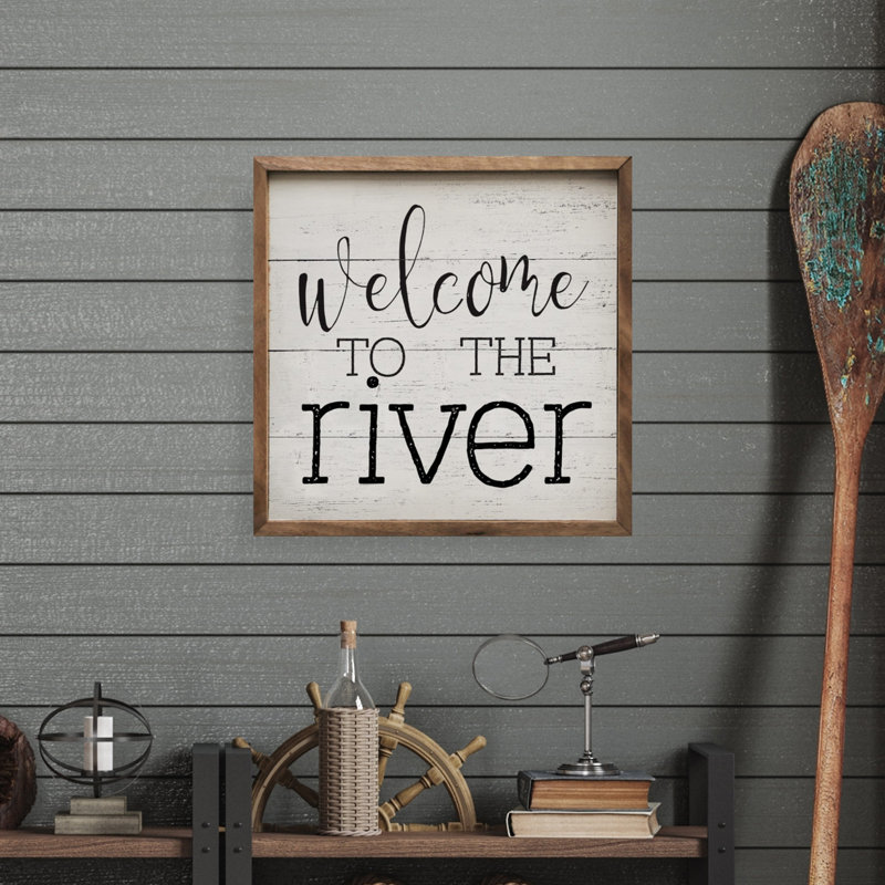 Welcome To The River Typewriter Whitewash, H 4 po x l 4 po