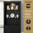 Four-tier Black Display Stand With Adjustable Five-color Ceiling Light, Featuring Adjustable Glass Shelves.