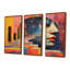 Portrait rétro surréalisme futuriste - ensemble d'art mural abstrait vagues modernes-108309564-108309565