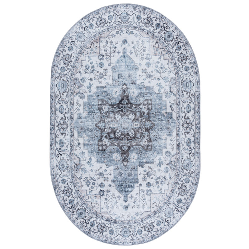 Mikali Performance Machine Washable Oriental Rug, Oval 5' x 8'